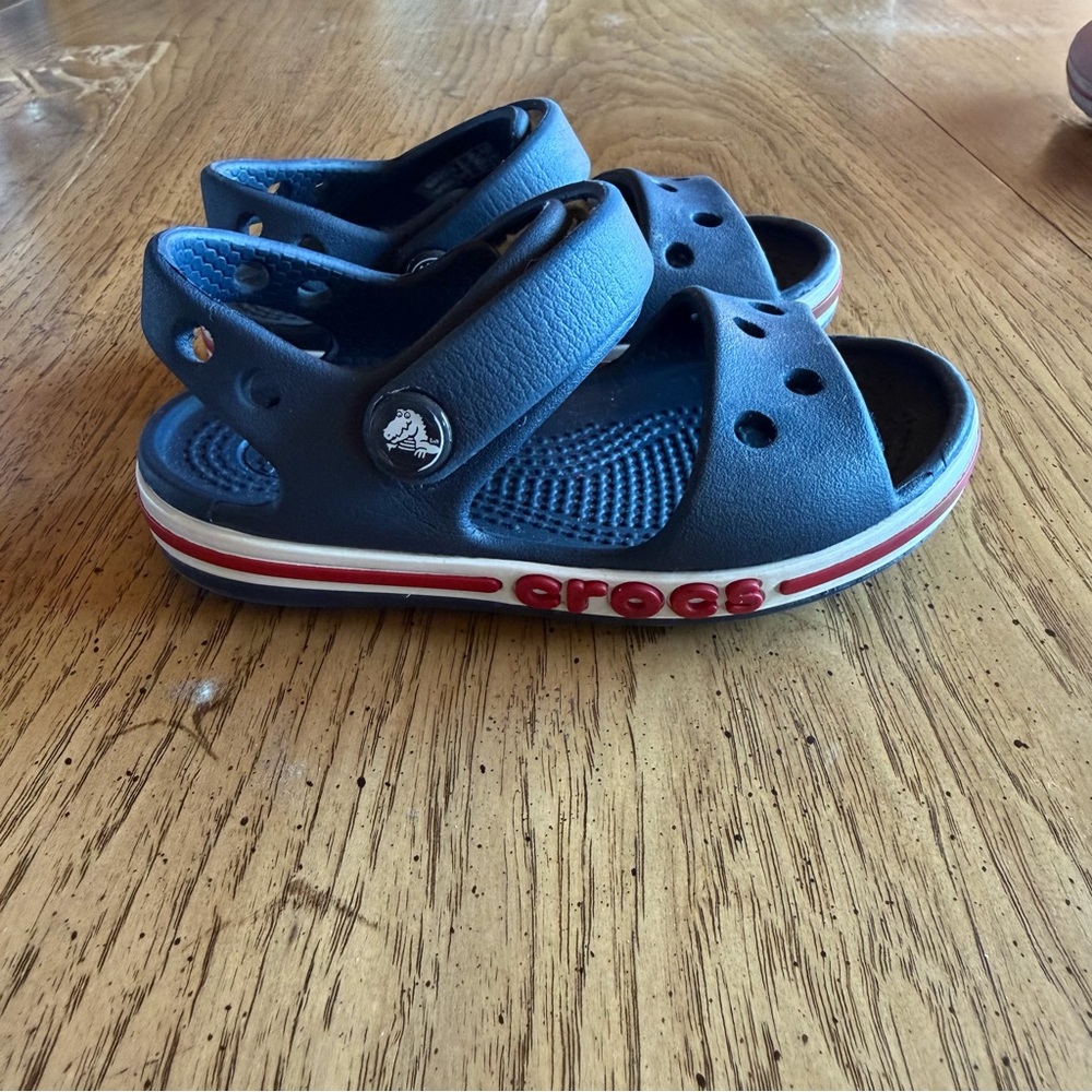 CROCS Kids Navy Sandals with Red Accents